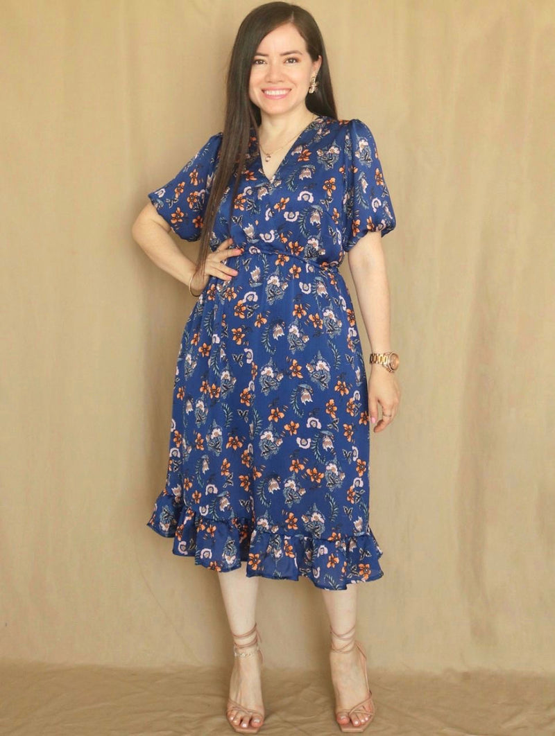 VESTIDO MIDI ESTAMPADO AZUL