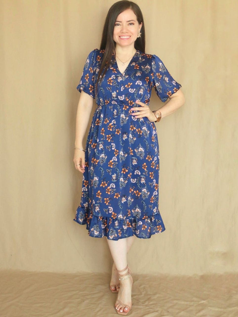 VESTIDO MIDI ESTAMPADO AZUL