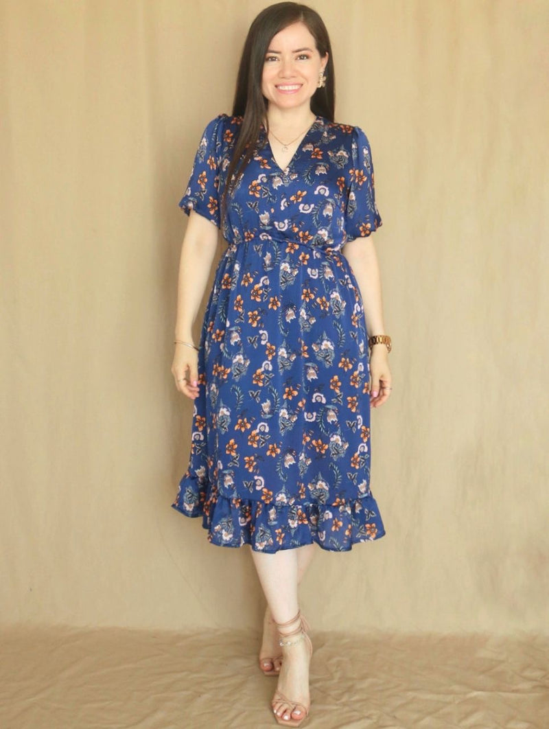 VESTIDO MIDI ESTAMPADO AZUL