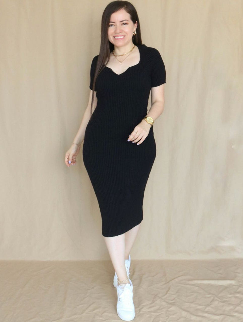 VESTIDO TEJIDO MIDI NEGRO