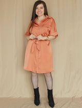 VESTIDO CORTO CAMISERO OVERSIZE MANDARINA ENTERO